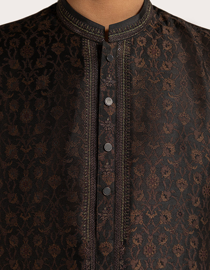 Polyester Antique Brown Special Kurta - J. Junaid Jamshed