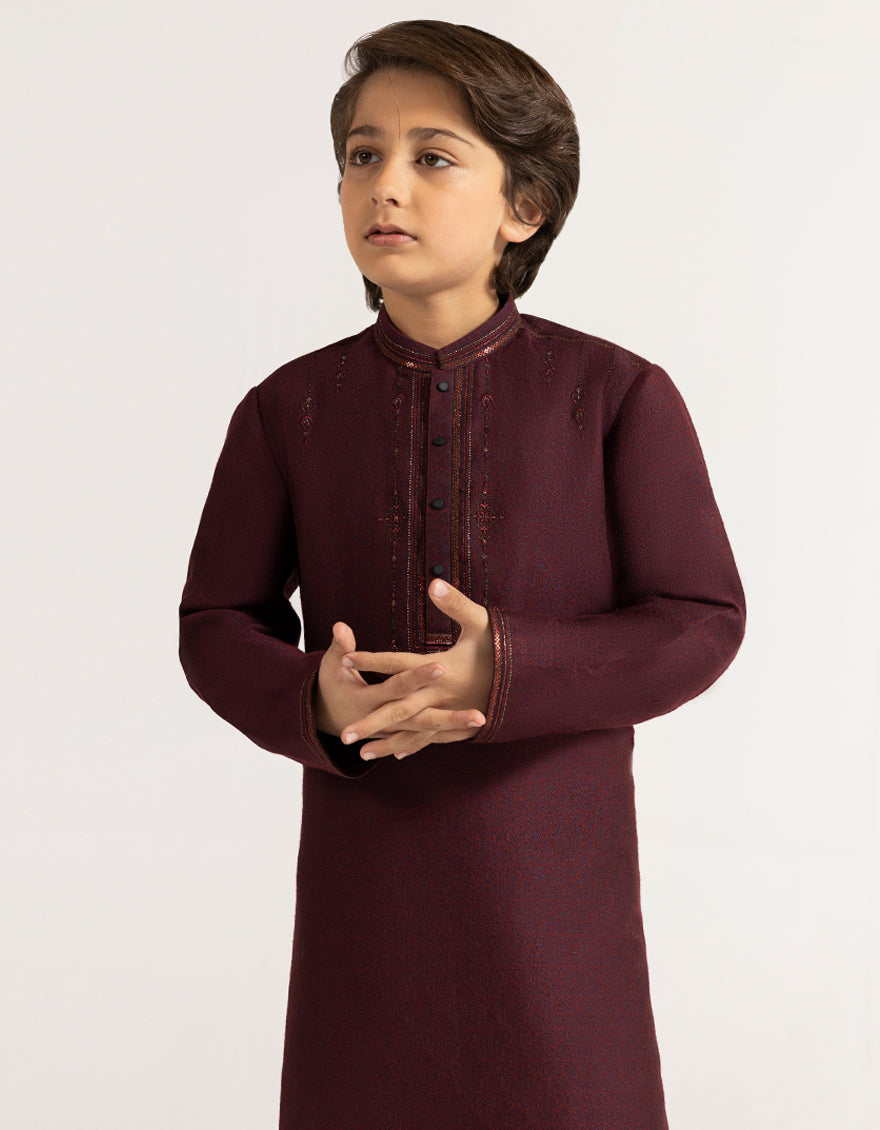 Polyester Plum Special Kurta - J. Junaid Jamshed