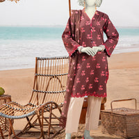 Lawn Red Unstitched Suit - J. Junaid Jamshed