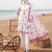 Lawn White Unstitched Suit - J. Junaid Jamshed