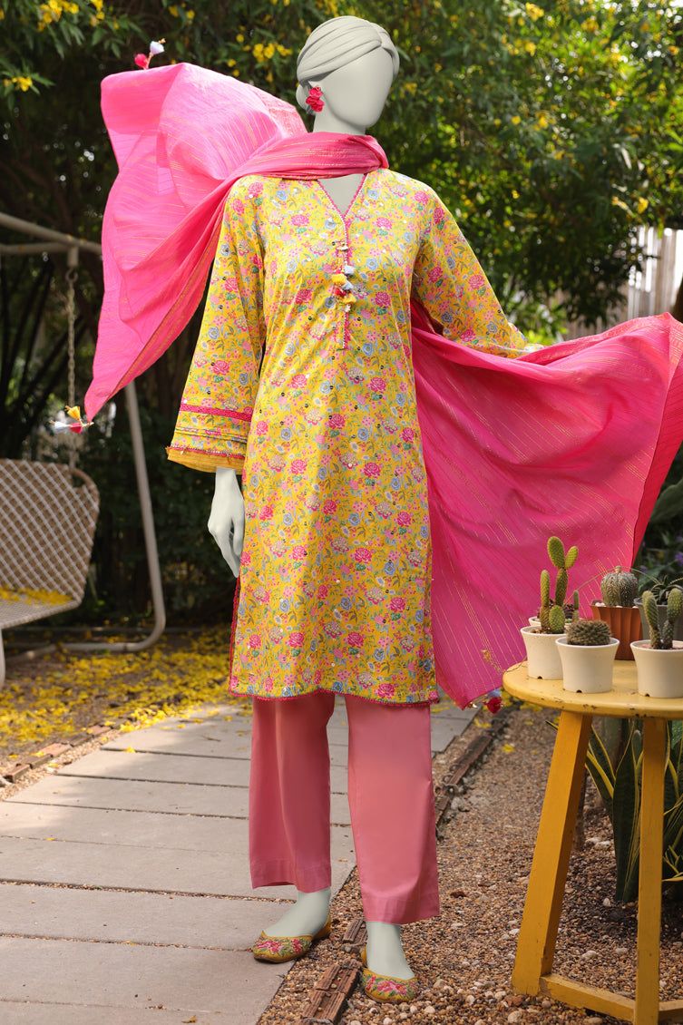 Lawn Pink Unstitched Suit - J. Junaid Jamshed