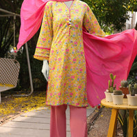 Lawn Pink Unstitched Suit - J. Junaid Jamshed