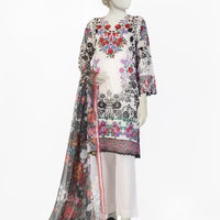 Lawn White Stitched Suit - J. Junaid Jamshed