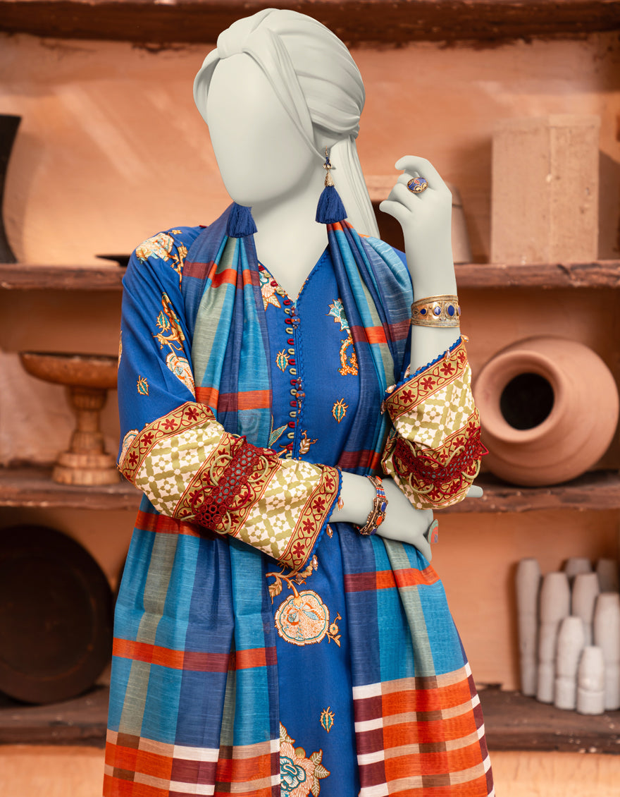Lawn Multicolor Unstitched Suit - J. Junaid Jamshed