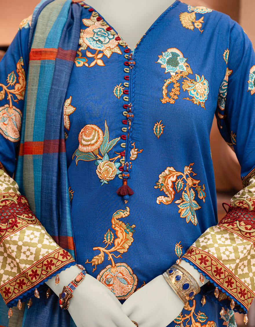 Lawn Multicolor Unstitched Suit - J. Junaid Jamshed