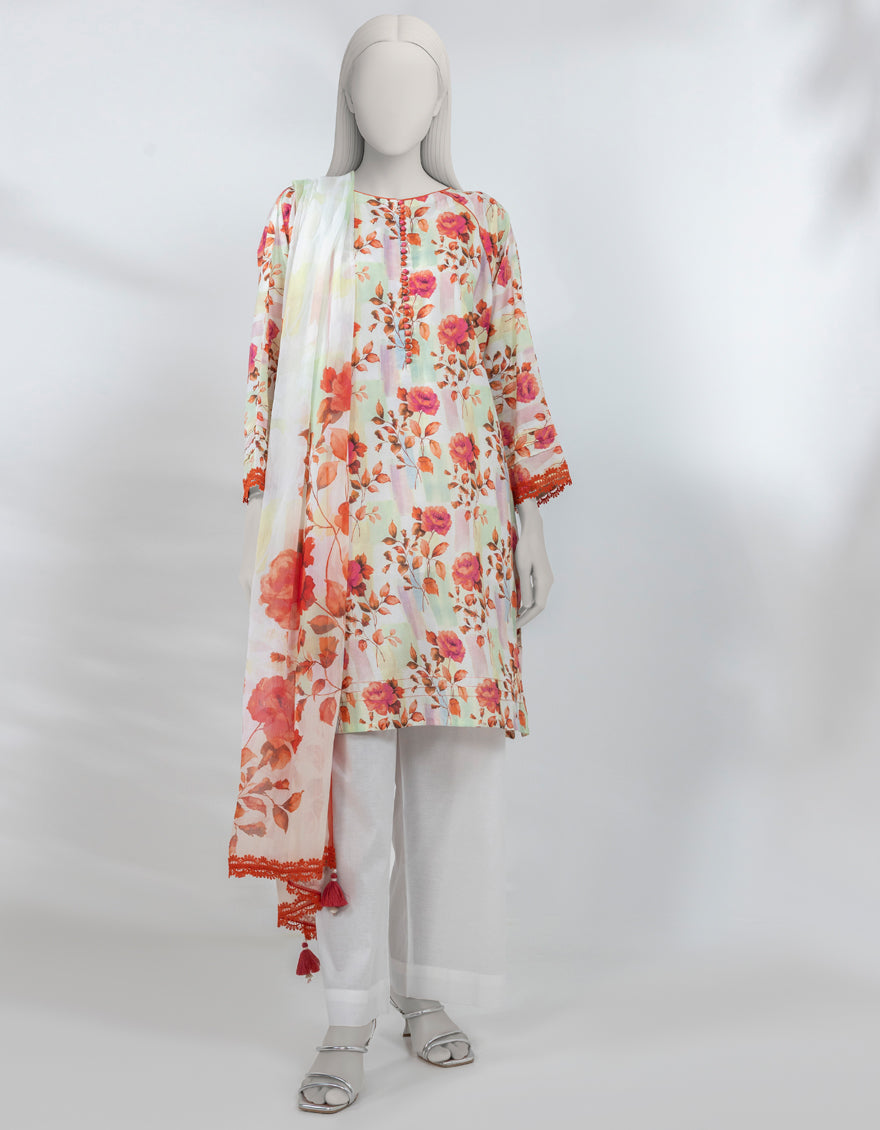 Chiffon Multicolor Unstitched Suit - J. Junaid Jamshed