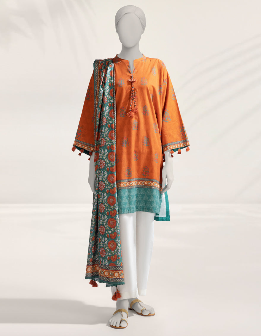 Cambric Multicolor Unstitched Suit - J. Junaid Jamshed