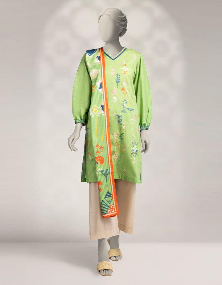 Cambric Green Stitched Suit - J. Junaid Jamshed