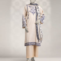 Khaddar Cream Stitched Suit - J. Junaid Jamshed