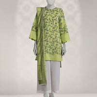 Cambric Pistachio Green Unstitched Suit - J. Junaid Jamshed