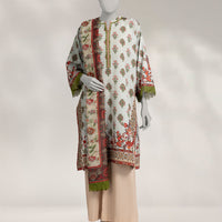 Dobby Green Unstitched Suit - J. Junaid Jamshed