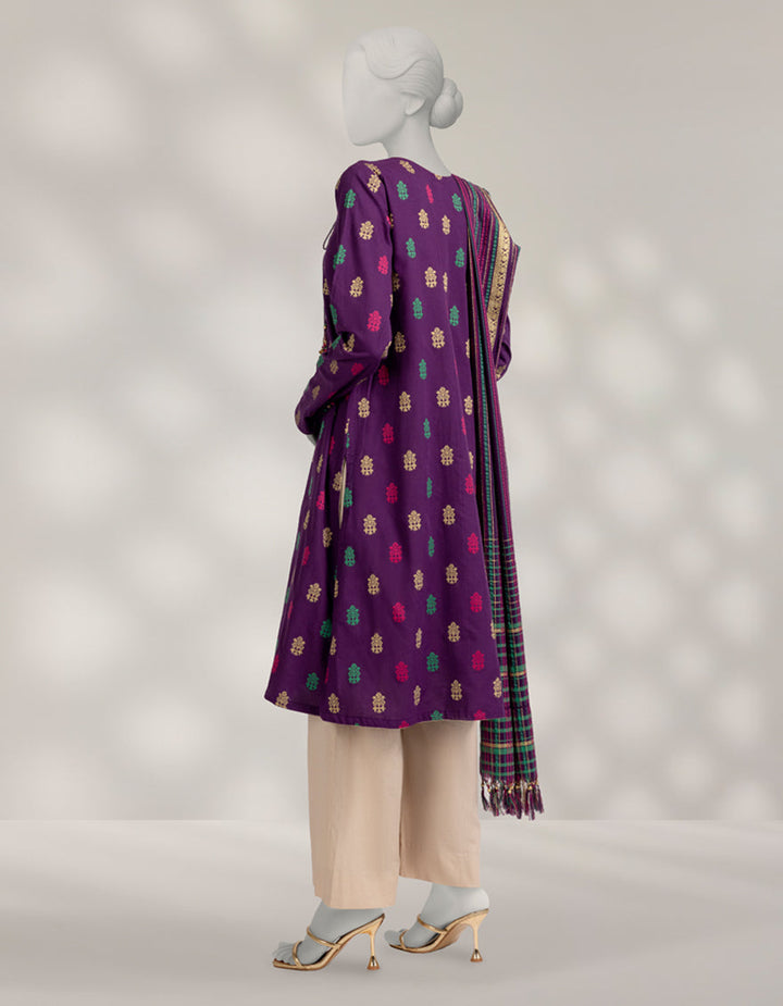 Jacquard Purple Unstitched Suit - J. Junaid Jamshed