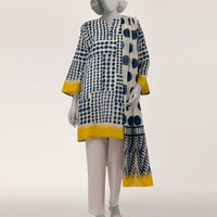 Lawn Blue Stitched Suit - J. Junaid Jamshed