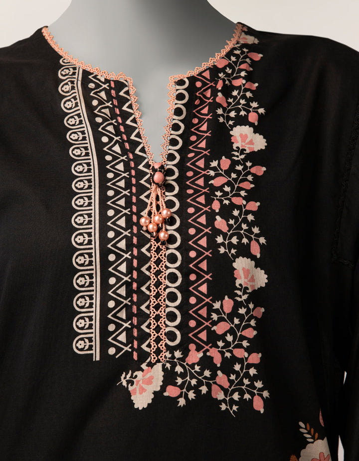 Lawn Black Stitched Suit - J. Junaid Jamshed