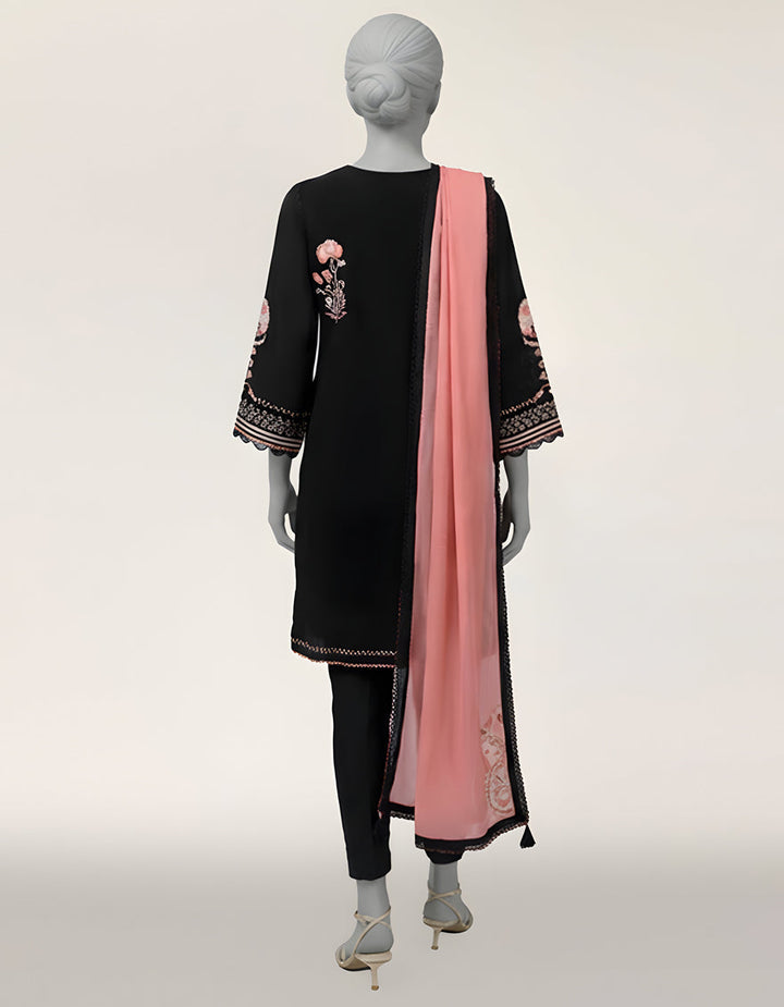 Lawn Black Stitched Suit - J. Junaid Jamshed