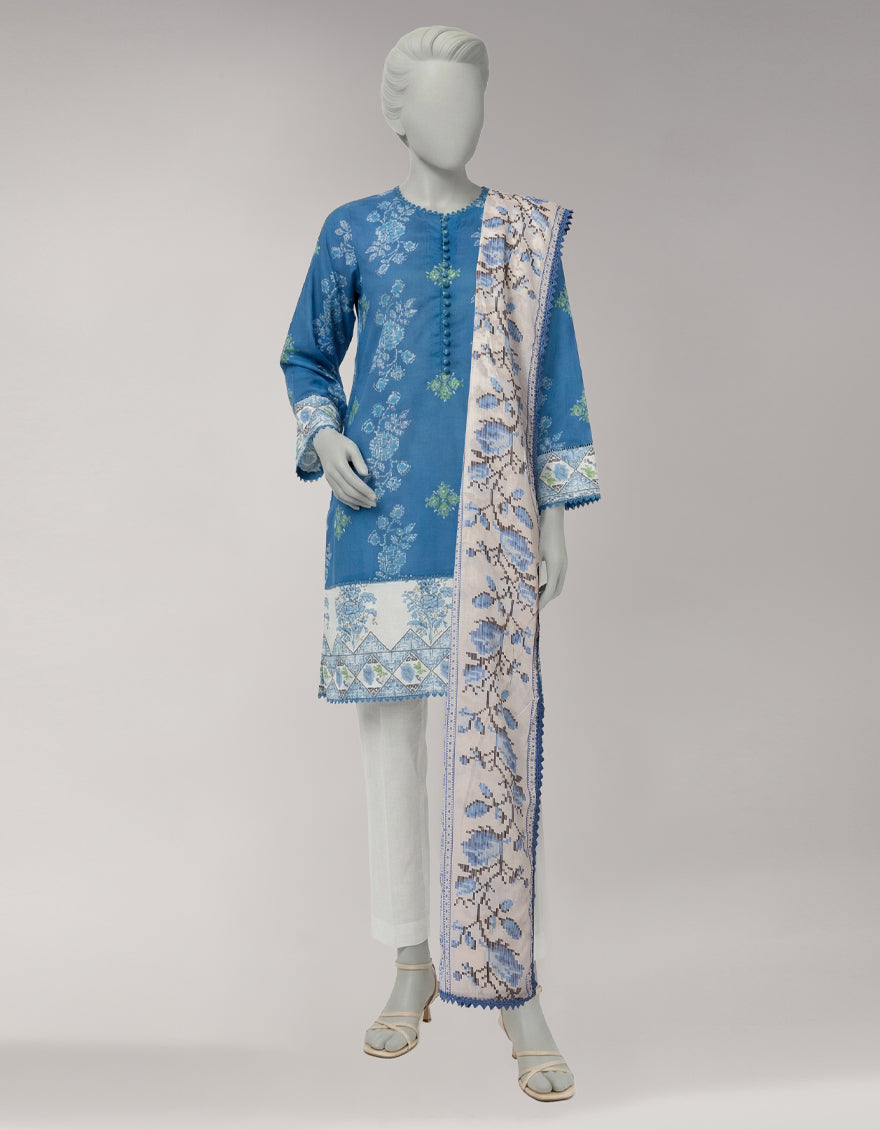 Lawn Multicolor Unstitched Suit - J. Junaid Jamshed