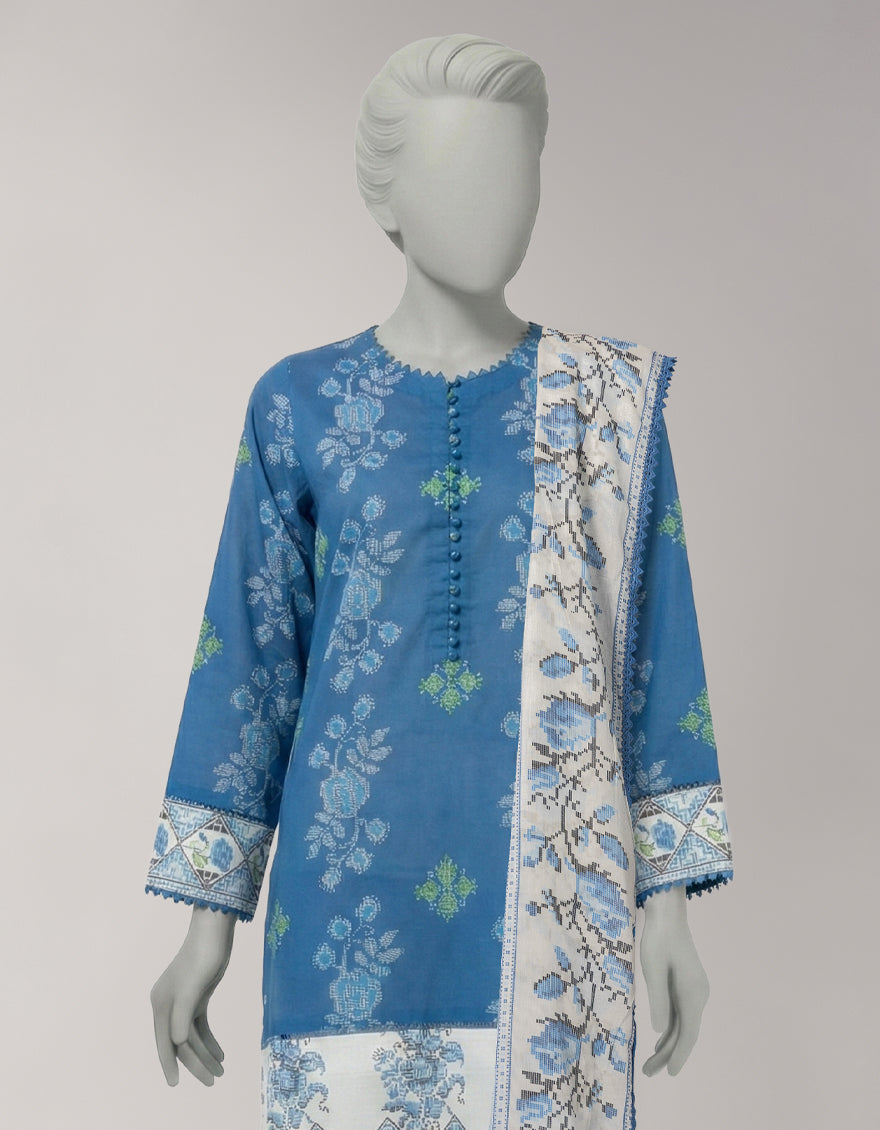 Lawn Multicolor Unstitched Suit - J. Junaid Jamshed