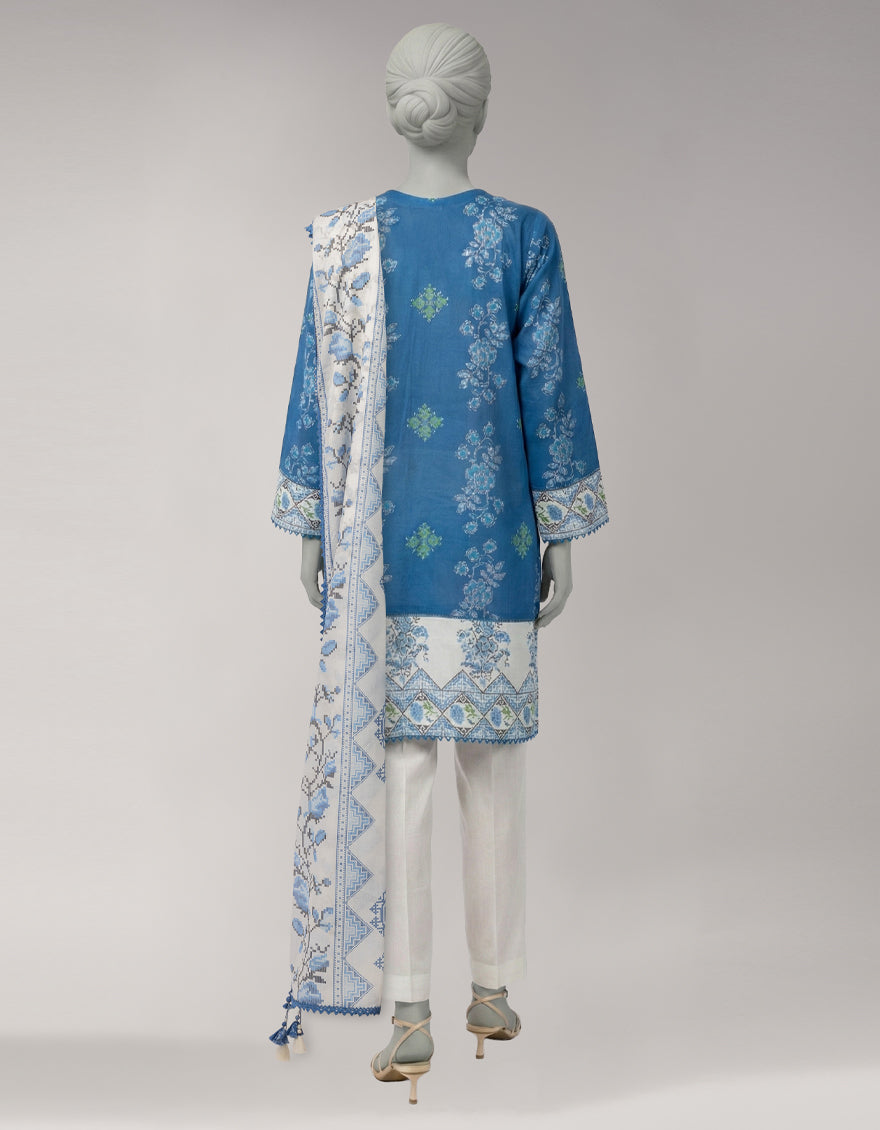 Lawn Multicolor Unstitched Suit - J. Junaid Jamshed