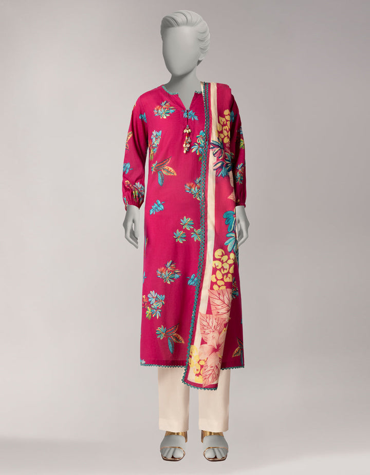 Lawn Multicolor Unstitched Suit - J. Junaid Jamshed