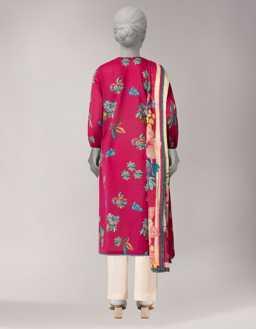 Lawn Multicolor Unstitched Suit - J. Junaid Jamshed