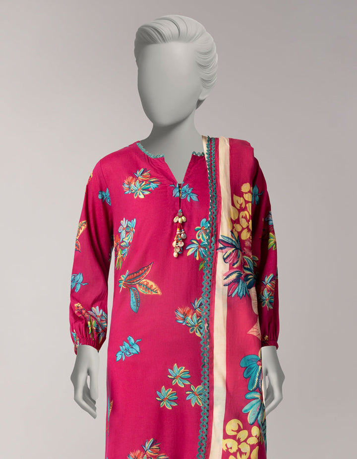 Lawn Multicolor Unstitched Suit - J. Junaid Jamshed