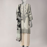 Lawn Grey Unstitched Suit - J. Junaid Jamshed