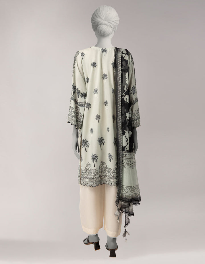 Lawn Grey Unstitched Suit - J. Junaid Jamshed