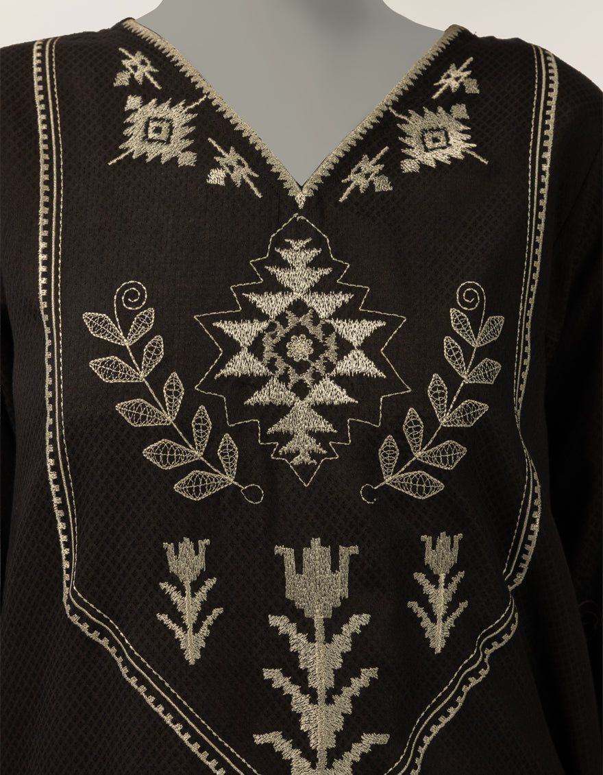 Dobby Black Kurti - J. Junaid Jamshed