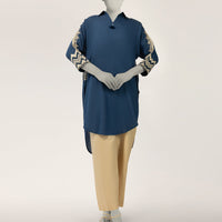 Dobby Blue Kurti - J. Junaid Jamshed
