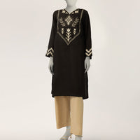 Dobby Black Kurti - J. Junaid Jamshed