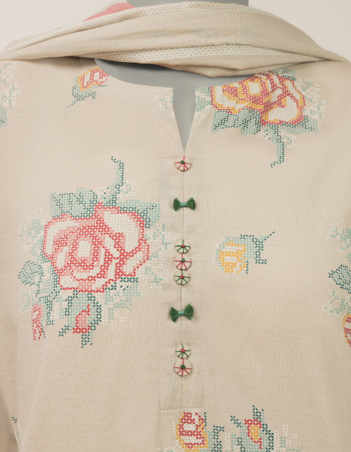 Lawn Grey Stitched Suit - J. Junaid Jamshed