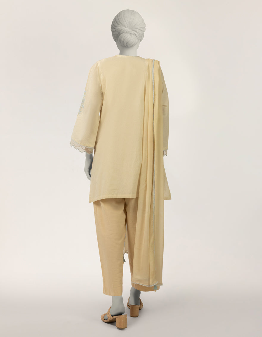 Dobby White Stitched Suit - J. Junaid Jamshed