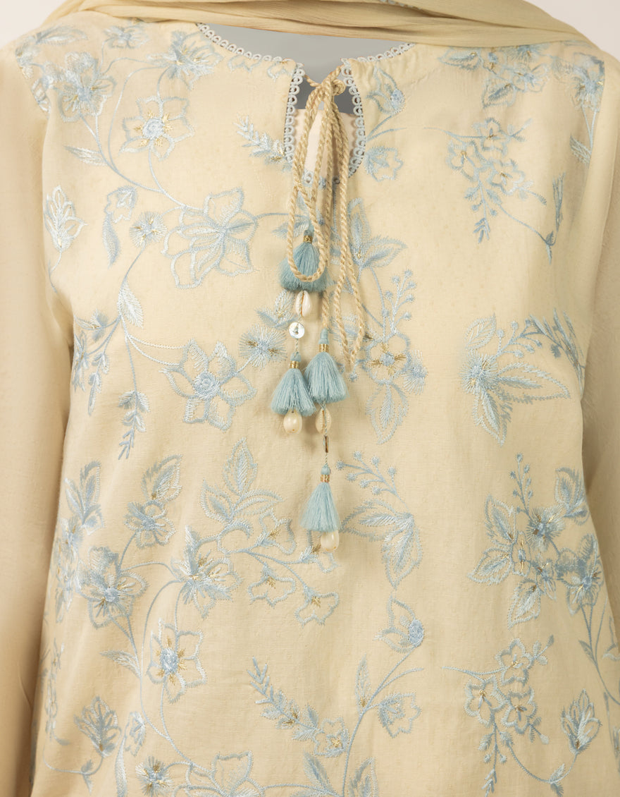 Dobby White Stitched Suit - J. Junaid Jamshed