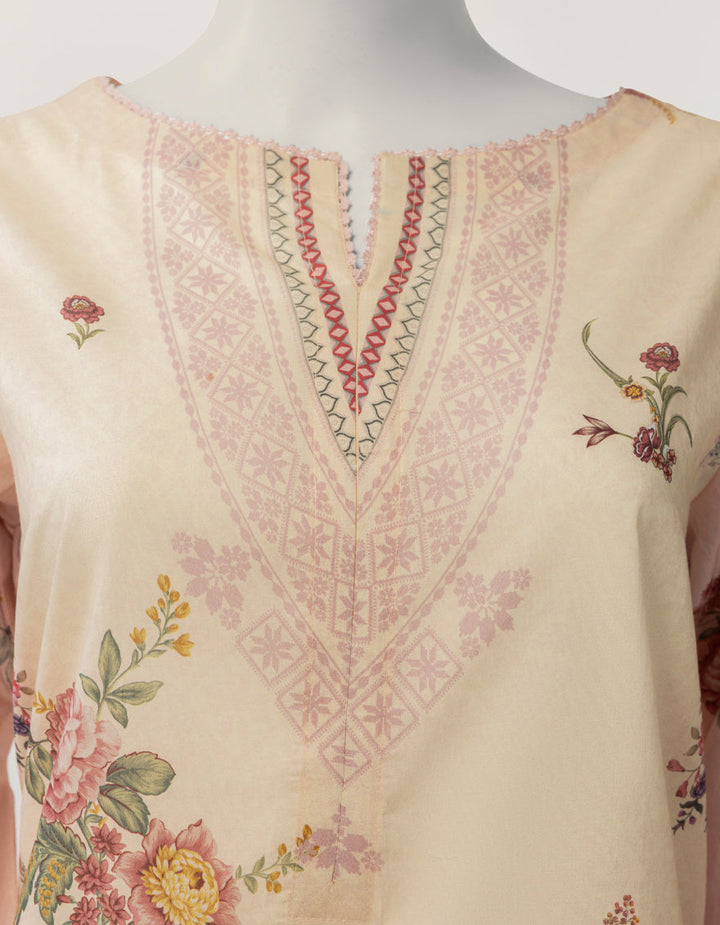 Lawn Beige Stitched Suit - J. Junaid Jamshed