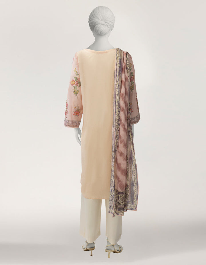 Lawn Beige Stitched Suit - J. Junaid Jamshed