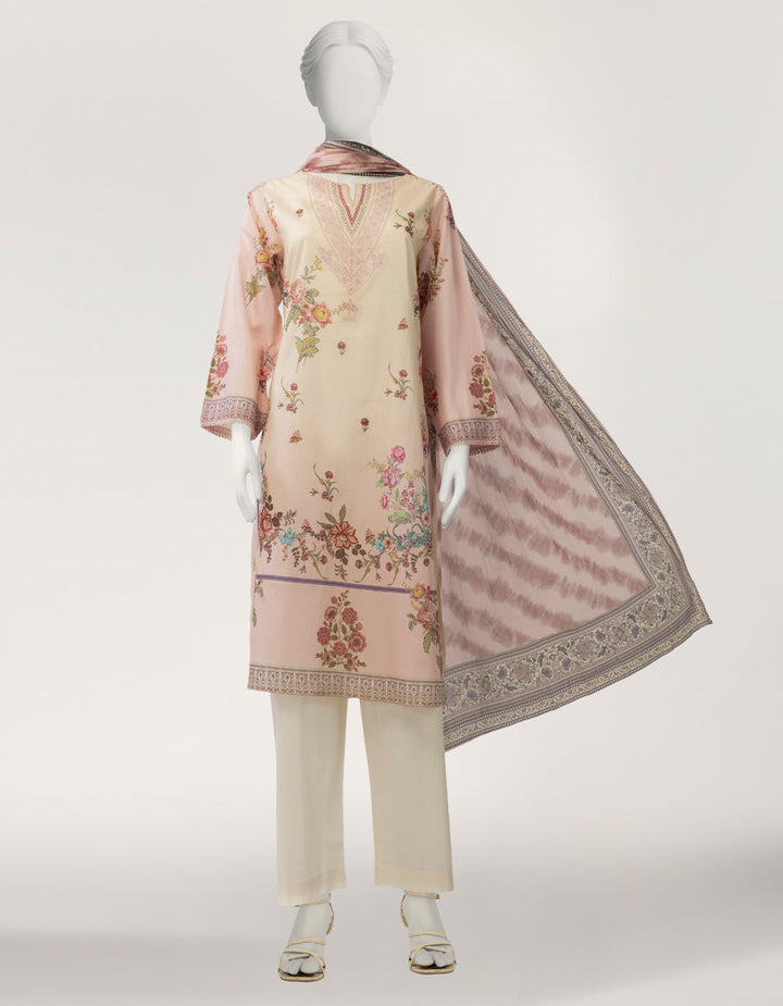 Lawn Beige Stitched Suit - J. Junaid Jamshed