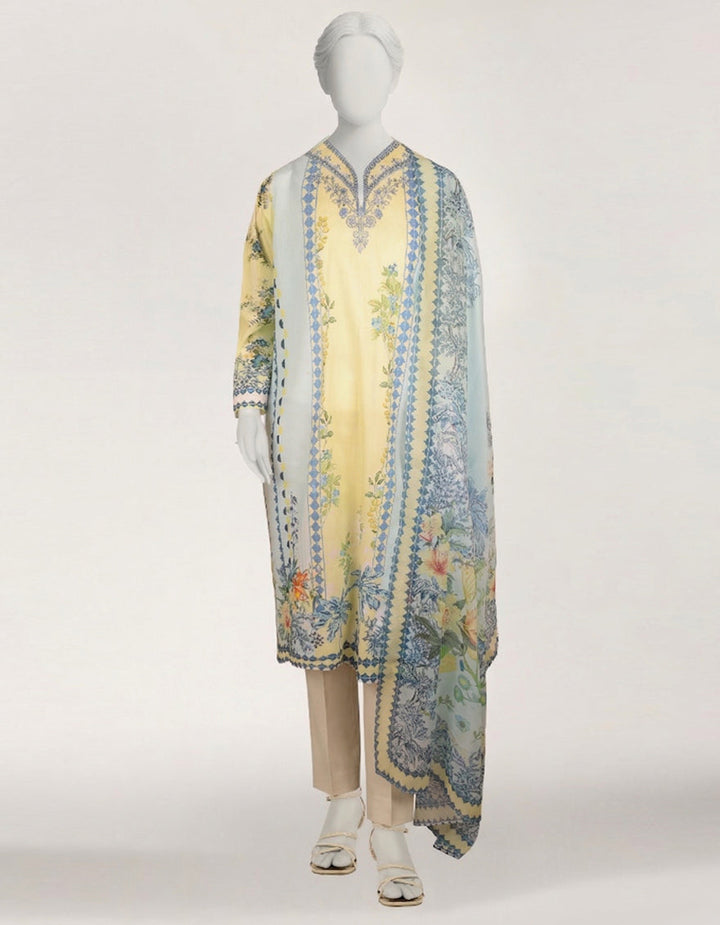 Lawn Sky Blue Stitched Suit - J. Junaid Jamshed