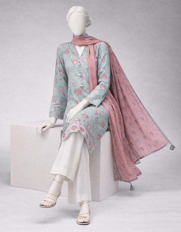 Lawn Multicolor Unstitched Suit - J. Junaid Jamshed