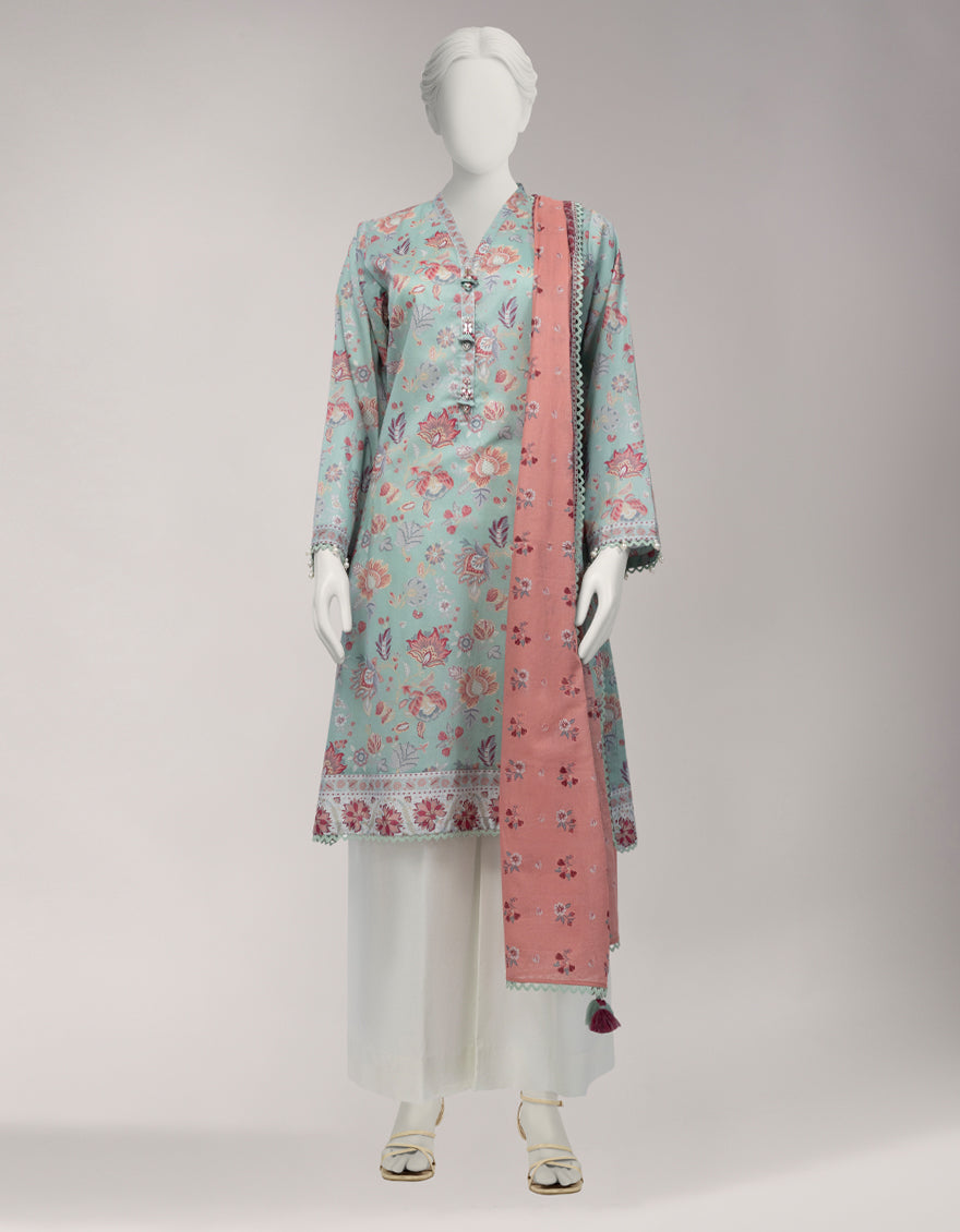 Lawn Multicolor Unstitched Suit - J. Junaid Jamshed