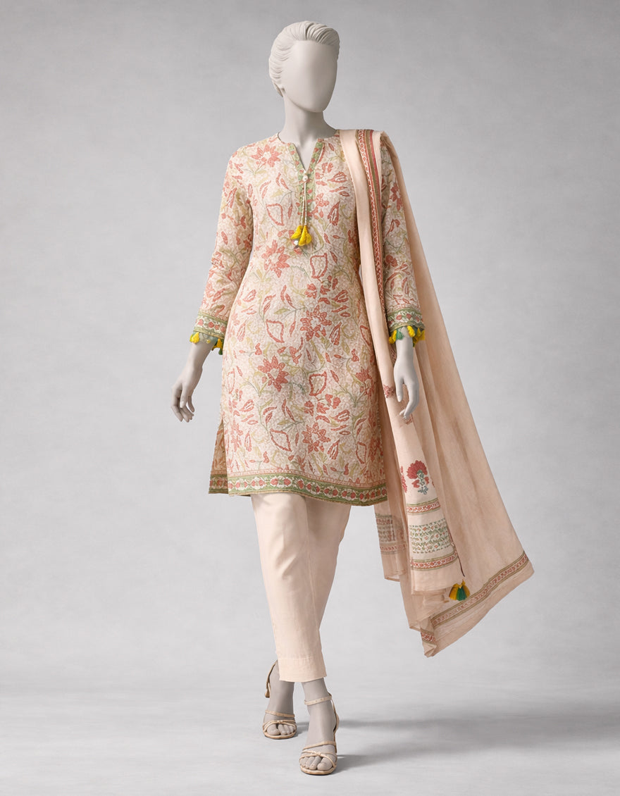 Lawn Multicolor Unstitched Suit - J. Junaid Jamshed