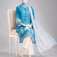 Lawn Multicolor Unstitched Suit - J. Junaid Jamshed