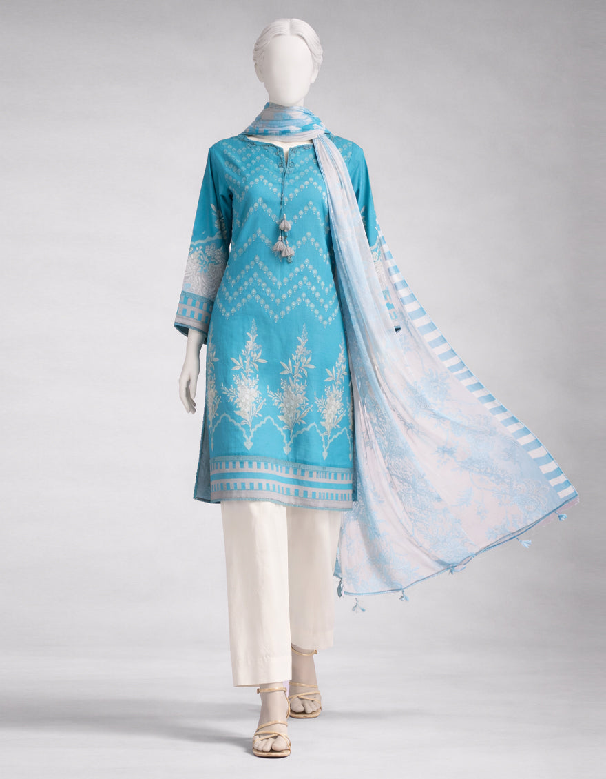 Lawn Multicolor Unstitched Suit - J. Junaid Jamshed
