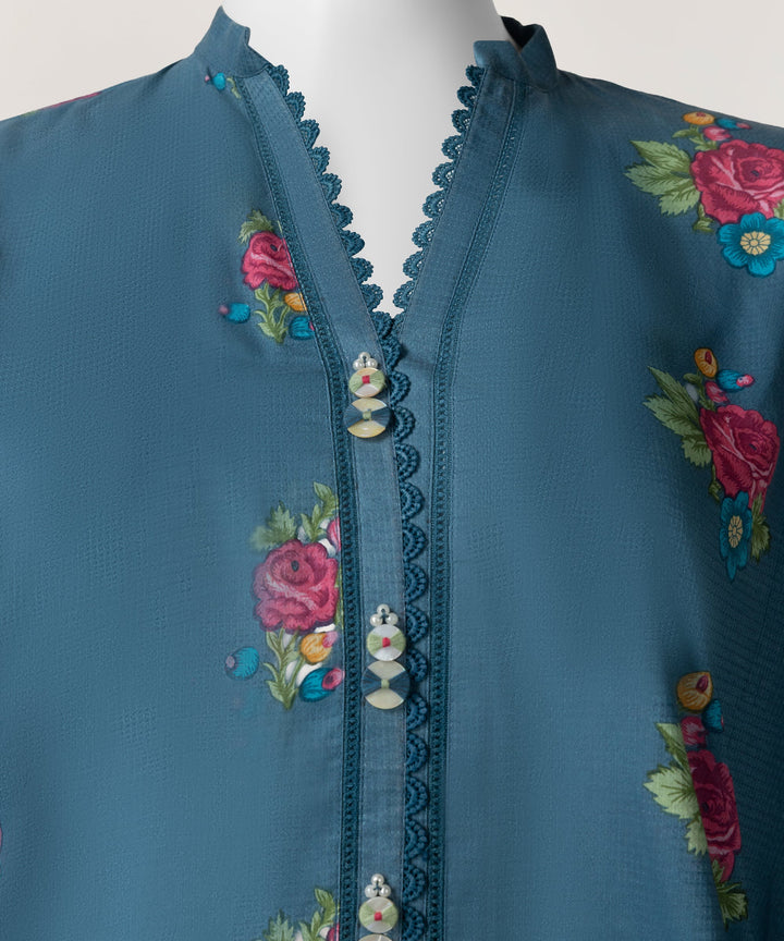 Dobby Blue Stitched Suit - J. Junaid Jamshed