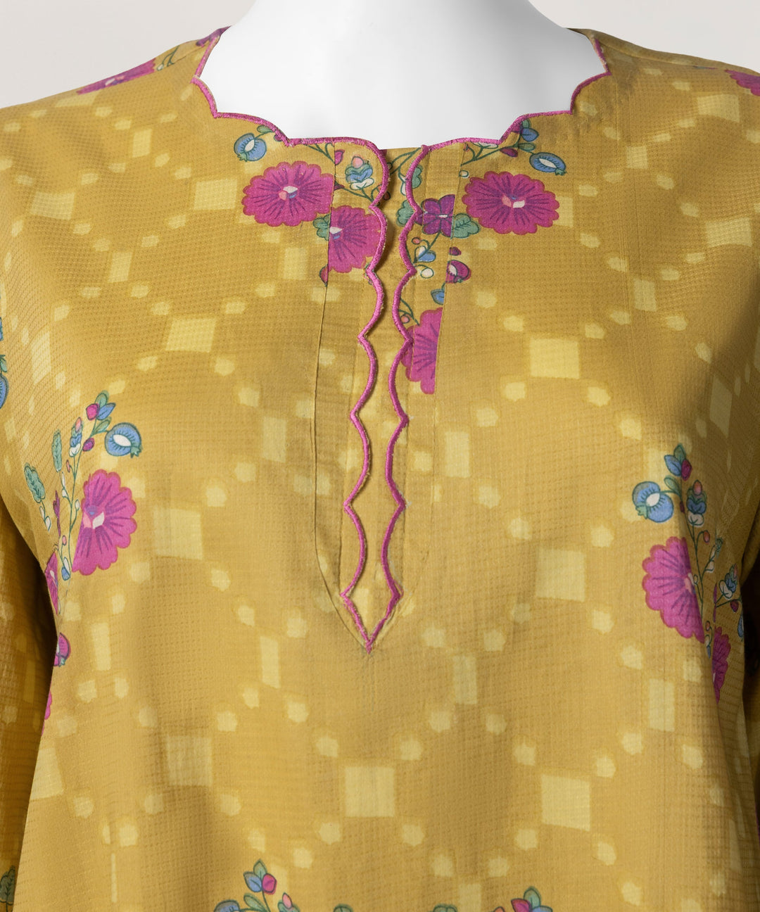 Dobby Yellow Stitched Suit - J. Junaid Jamshed