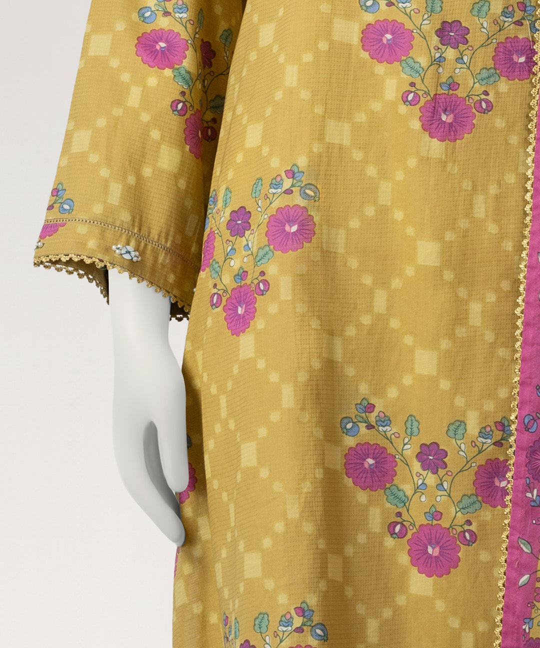 Dobby Yellow Stitched Suit - J. Junaid Jamshed