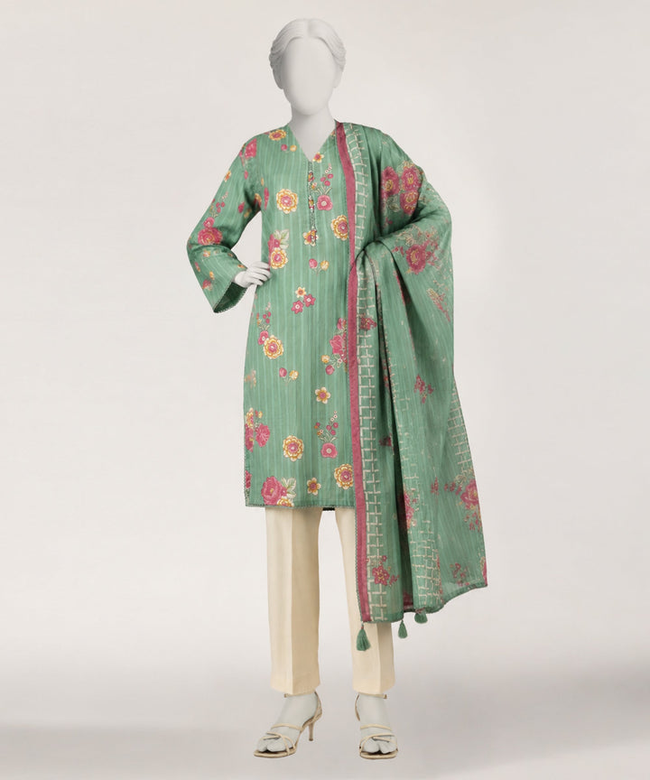 Dobby Green Stitched Suit - J. Junaid Jamshed