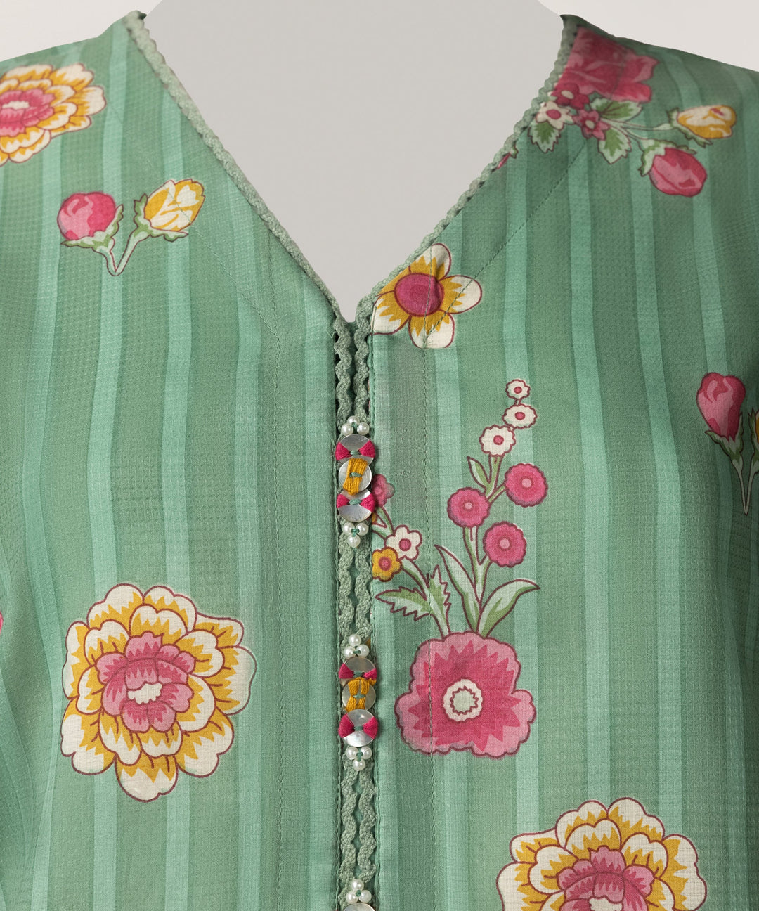 Dobby Green Stitched Suit - J. Junaid Jamshed