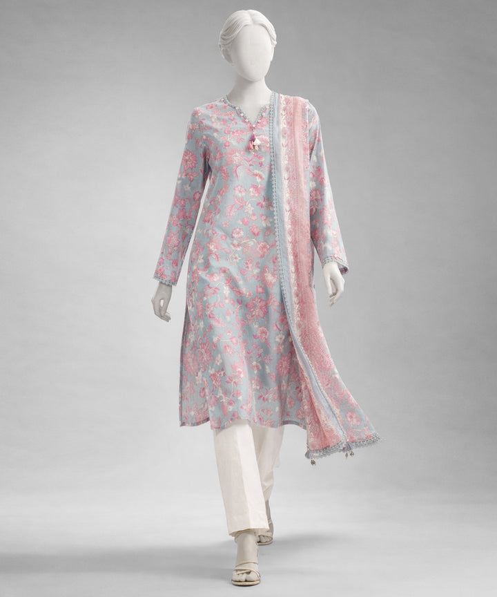 Lawn Multicolor Unstitched Suit - J. Junaid Jamshed