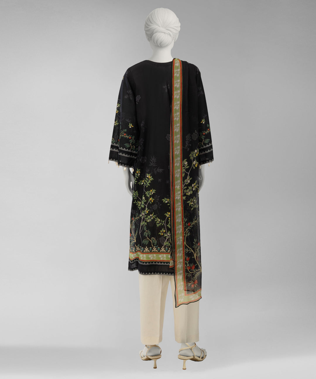 Lawn Black Unstitched Suit - J. Junaid Jamshed