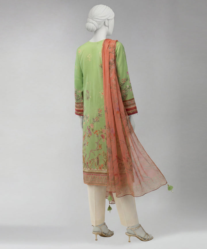 Lawn Green Unstitched Suit - J. Junaid Jamshed